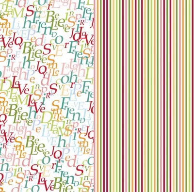 Scenic Route - Random Words on White 12x12 double sided cardstock     (pack of 10)